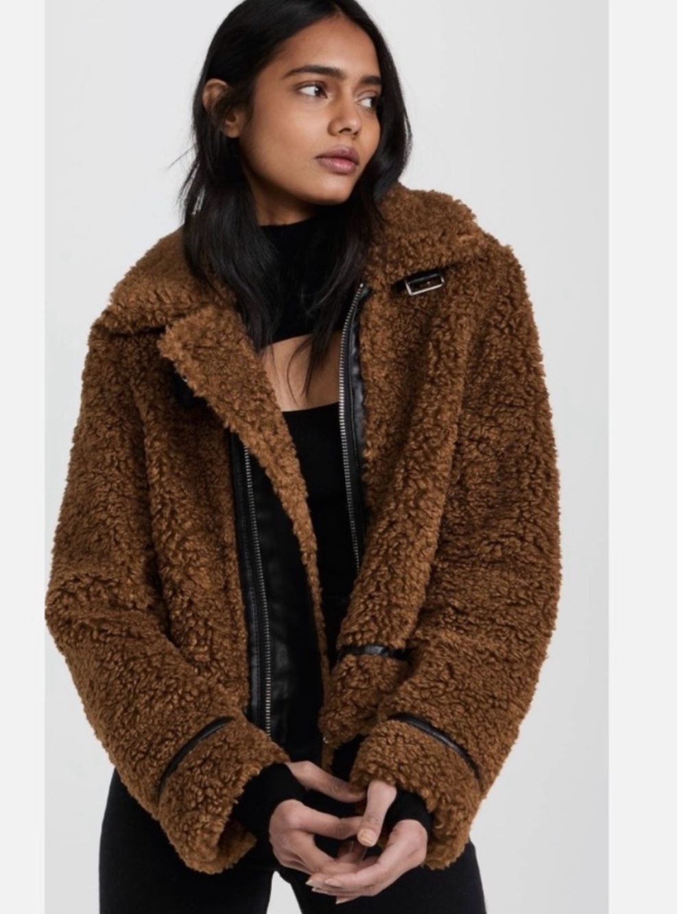 STAND Studio Audrey Jacket Zip-Front in Brown